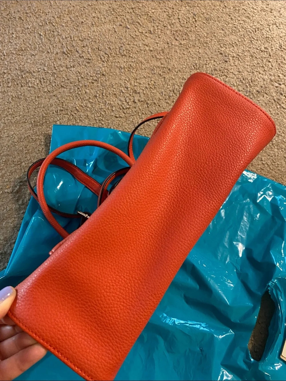 Giani Bernini Vibrant Orange Pebbled Satchel with Chain & Buckle